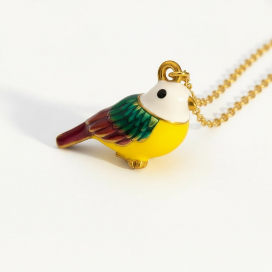 Enamel Bird Charm Stainless steel necklace