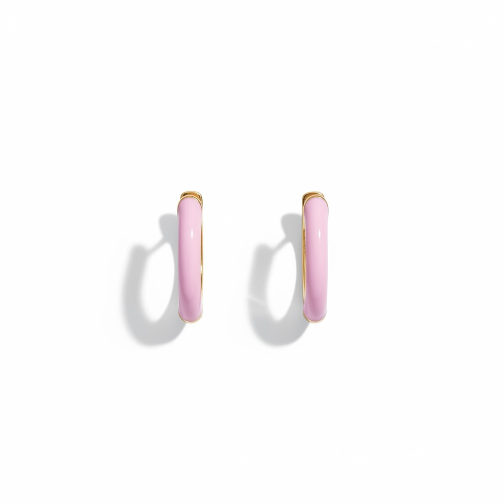 Gold enamel hoops earrings