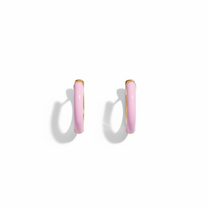 Gold enamel hoops earrings