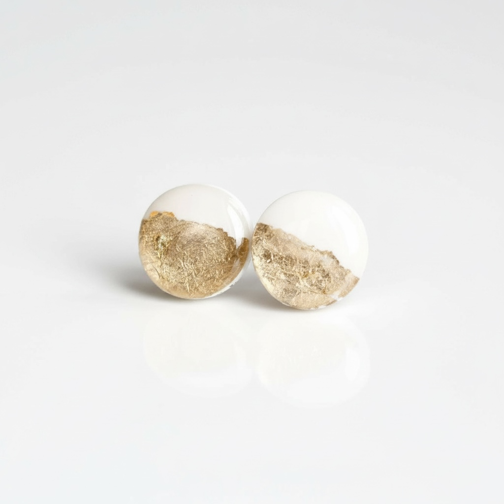 White gold foil studs bridesmaid earrings