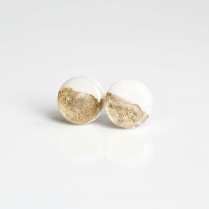 White gold foil studs bridesmaid earrings