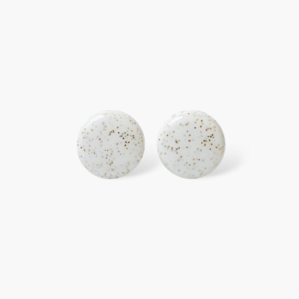 White sparkle studs with surgical steel posts