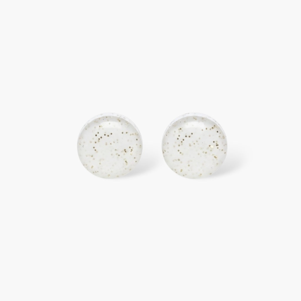 White sparkle studs with surgical steel posts