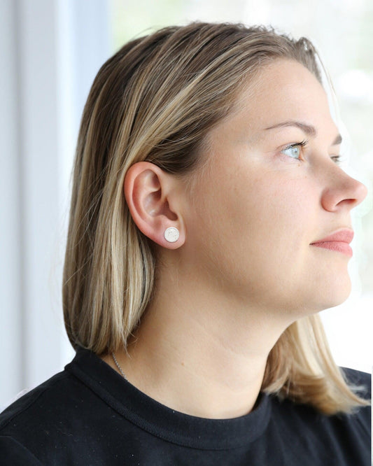 White sparkle studs with surgical steel posts