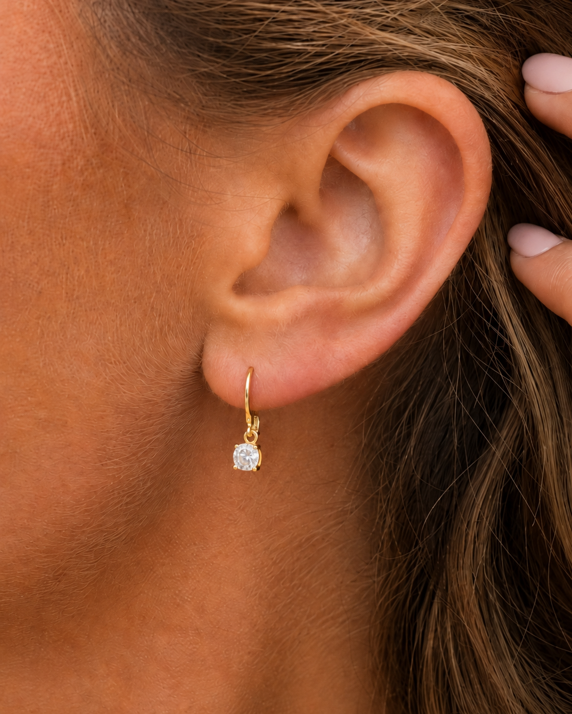 Delicate moissanite earrings in 18k gold plated 925 sterling silver
