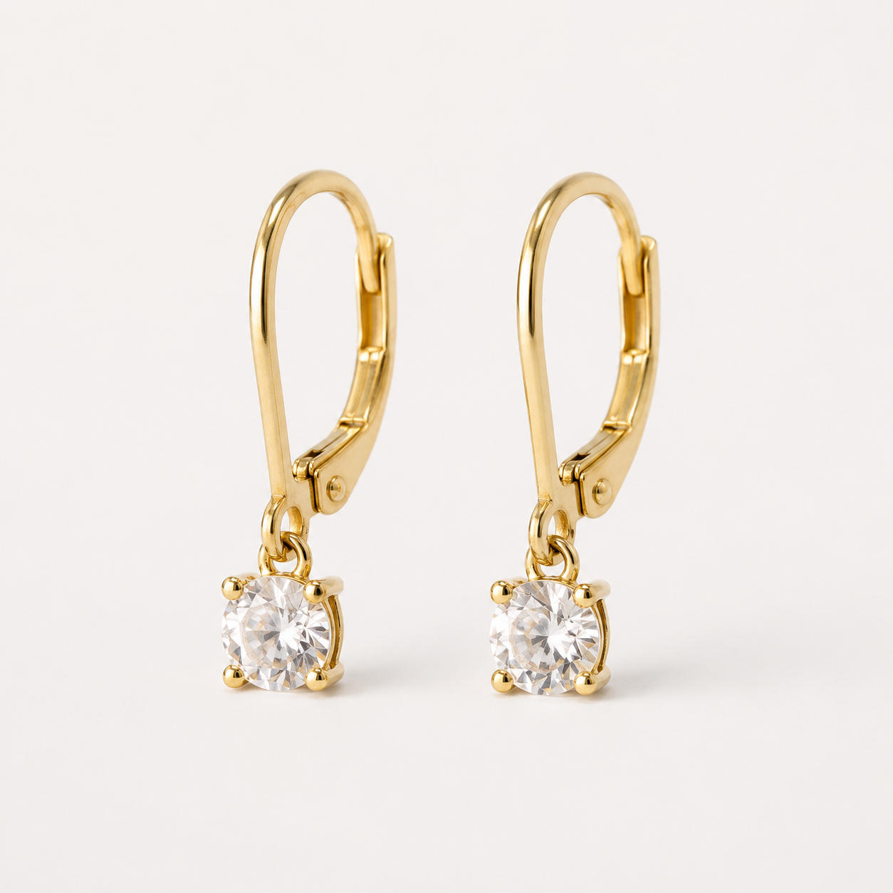 Delicate moissanite earrings in 18k gold plated 925 sterling silver