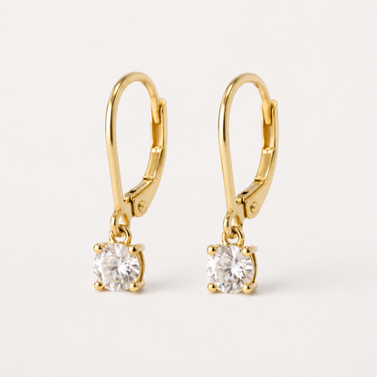Delicate moissanite earrings in 18k gold plated 925 sterling silver