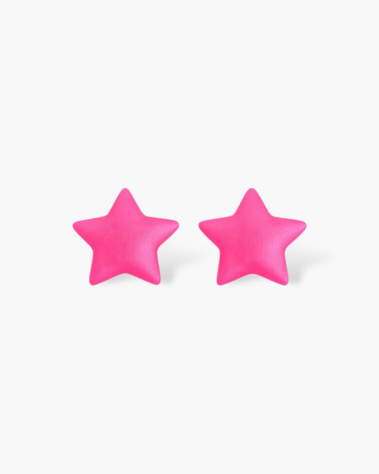 Bright Pink Star Crystal Resin Earrings - Hypoallergenic & Waterproof
