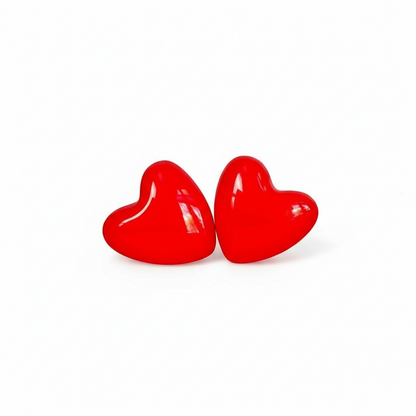 Boucles d'oreilles clous cœur rouge