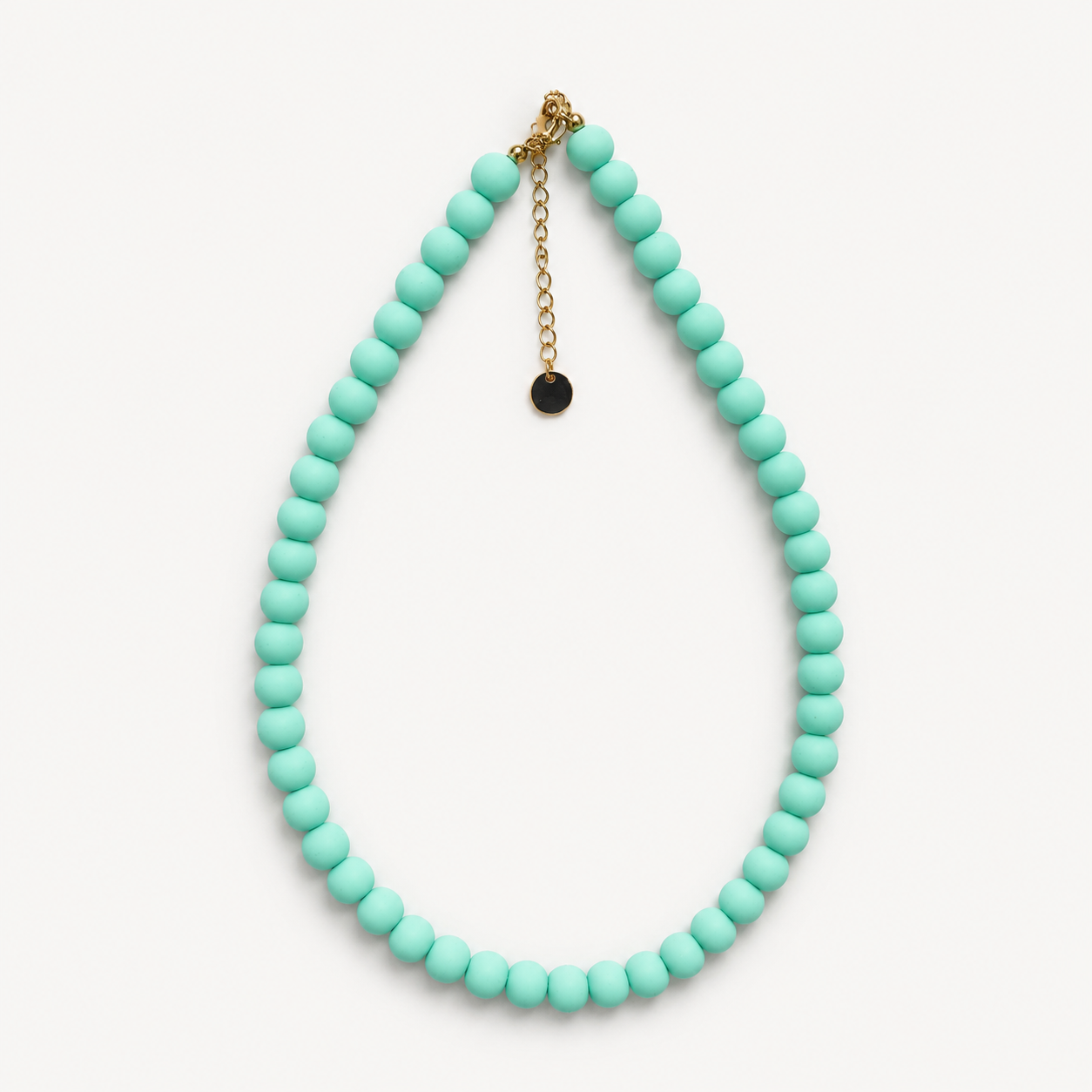 Mint Beaded Necklace - Handmade Polymer Clay Statement Jewelry
