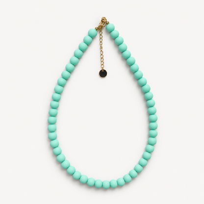 Mint Beaded Necklace - Handmade Polymer Clay Statement Jewelry