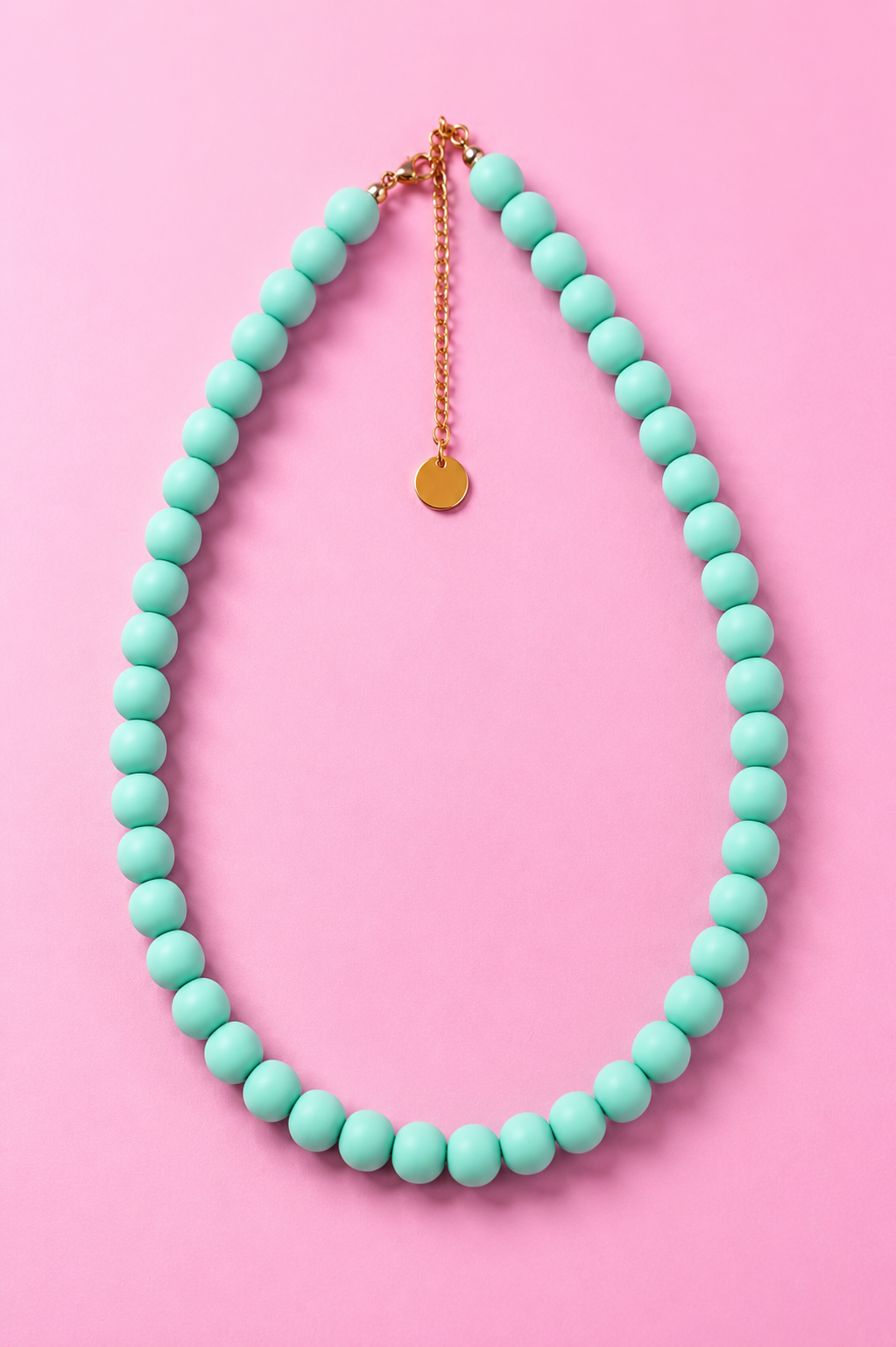 Mint Beaded Necklace - Handmade Polymer Clay Statement Jewelry