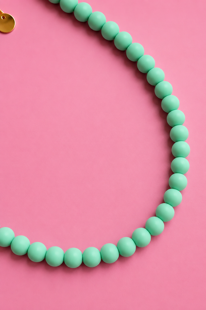 Mint Beaded Necklace - Handmade Polymer Clay Statement Jewelry