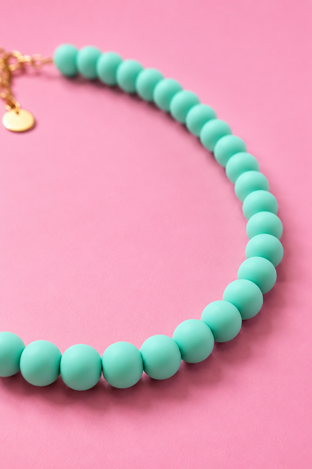 Mint Beaded Necklace - Handmade Polymer Clay Statement Jewelry