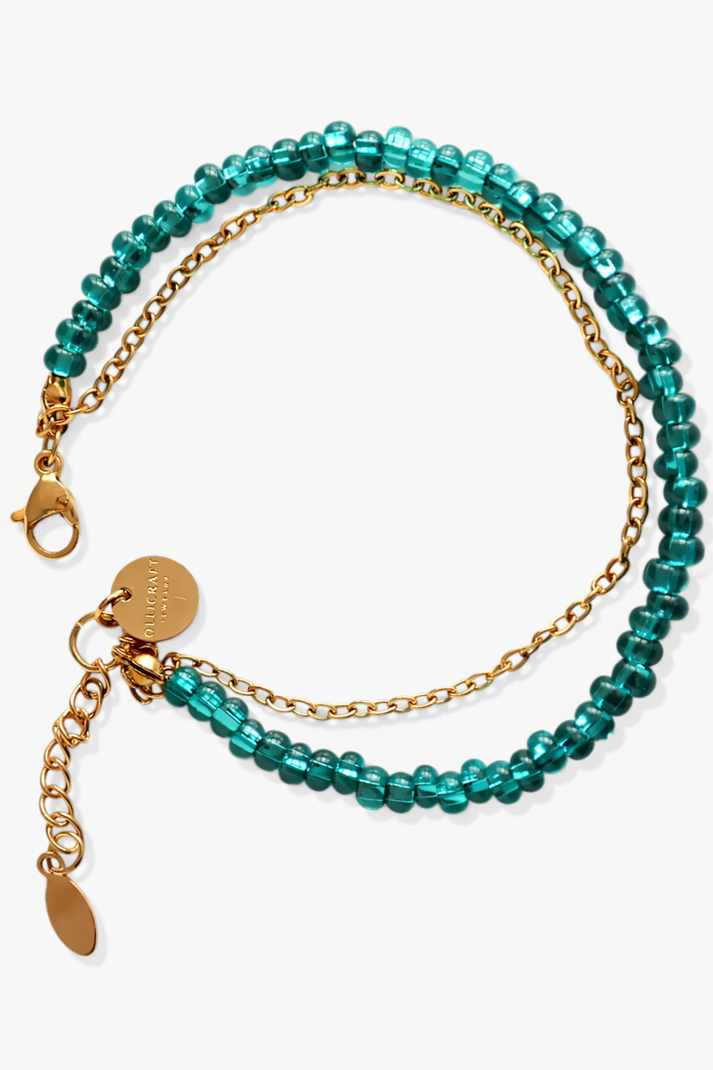 Bracelet en perles de verre vert émeraude - Bracelet à plusieurs rangs fait main