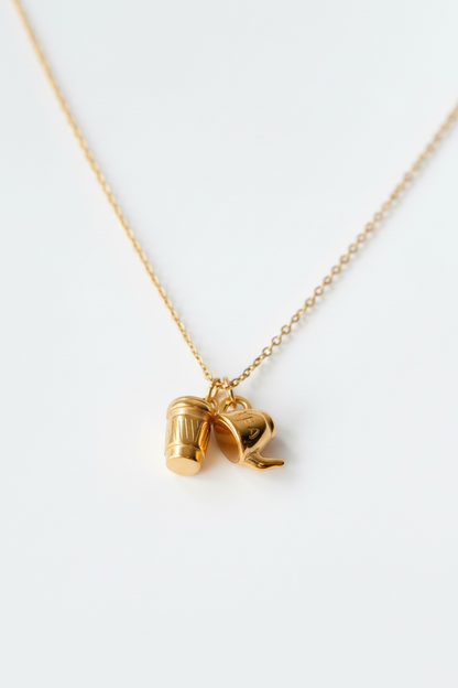 Collier pendentif service à thé en acier inoxydable