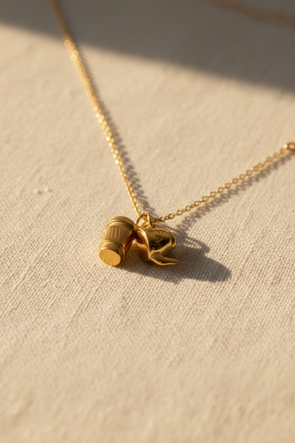 Collier pendentif service à thé en acier inoxydable