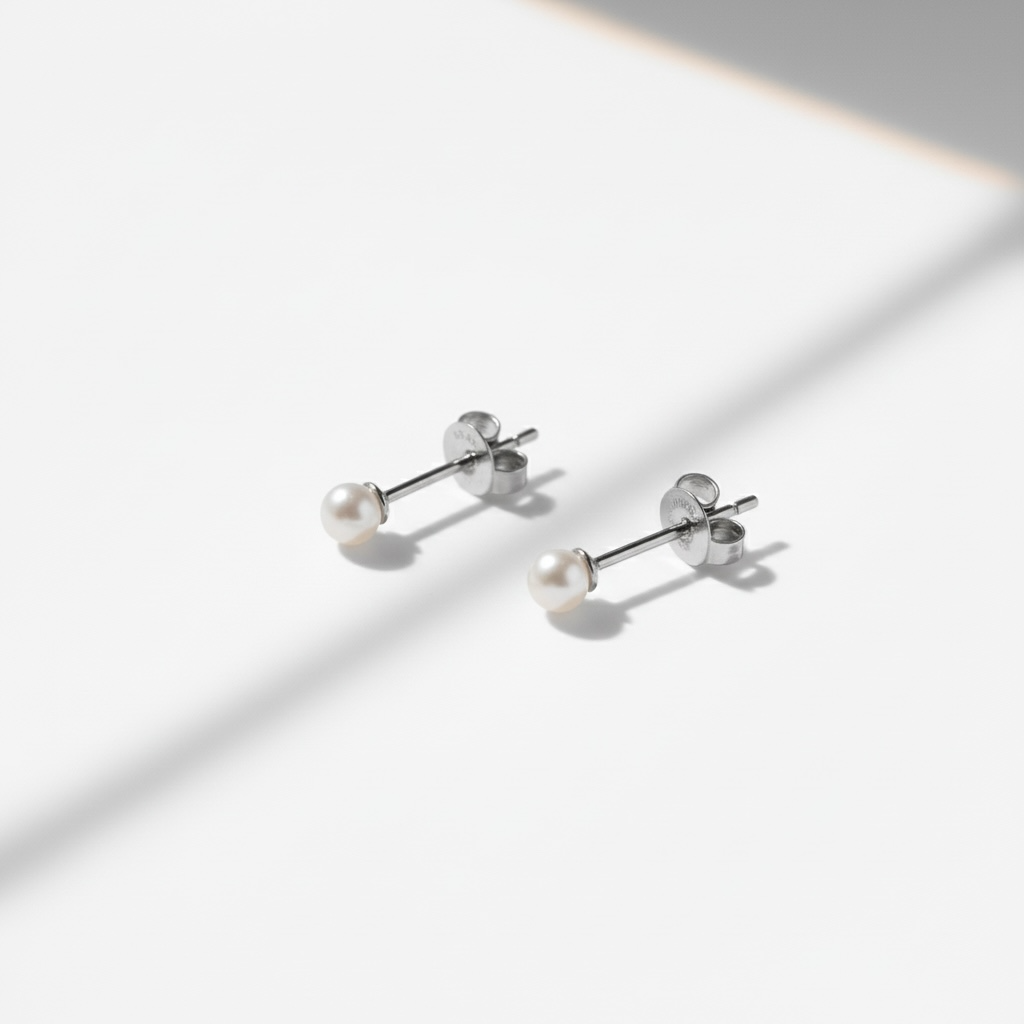 Boucles d'oreilles puces en perles fines avec tiges en argent - 3 mm