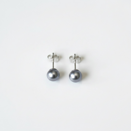 Grey pearl stud earrings