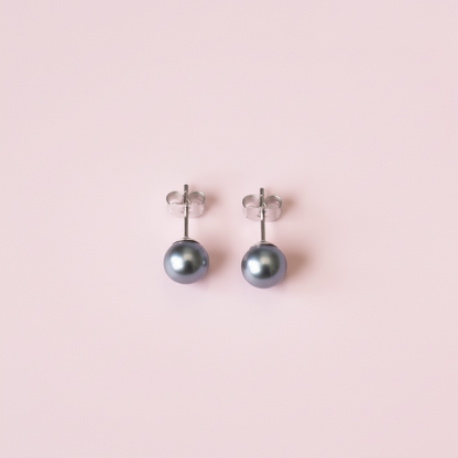 Grey pearl stud earrings