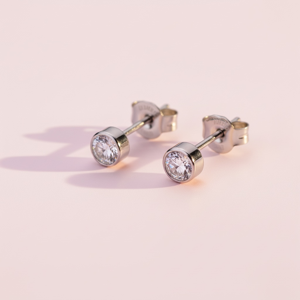 Delicate tiny cubic zirconia earrings in 925 sterling silver