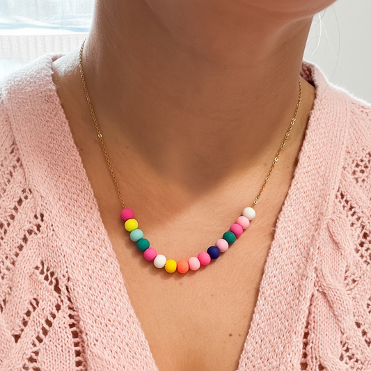 Multicolor Statement Necklace - Handmade Polymer Clay Beads