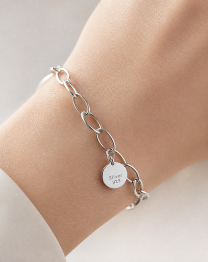 Bracelet élégant en argent sterling 925 avec chaîne trombone