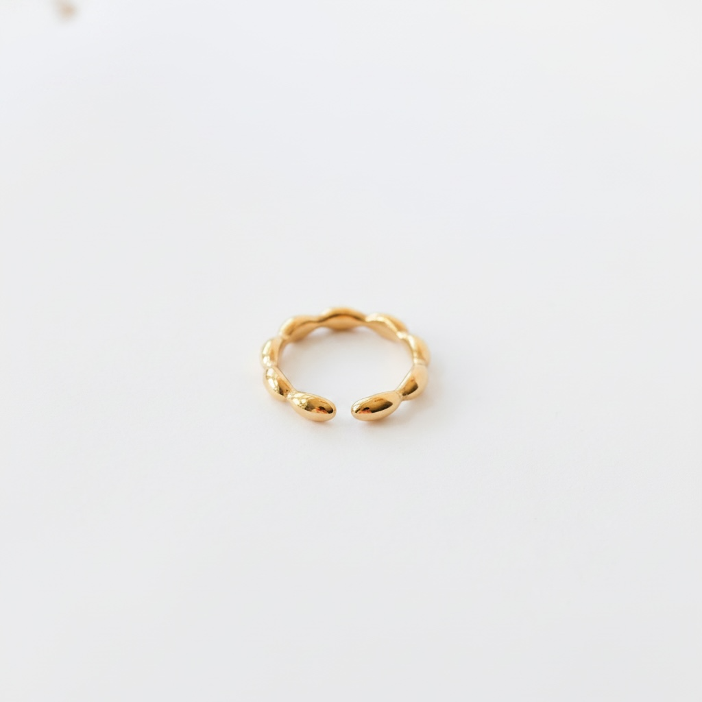 Beaded Gold Ring – Minimalist Adjustable Statement Ring