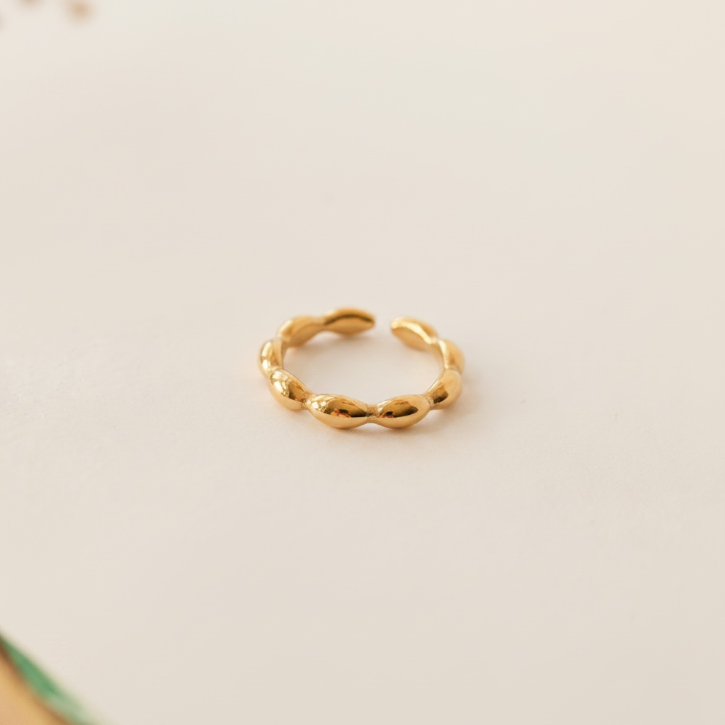 Beaded Gold Ring – Minimalist Adjustable Statement Ring
