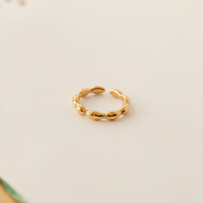 Beaded Gold Ring – Minimalist Adjustable Statement Ring
