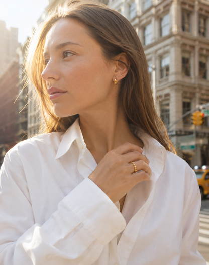 Beaded Gold Ring – Minimalist Adjustable Statement Ring
