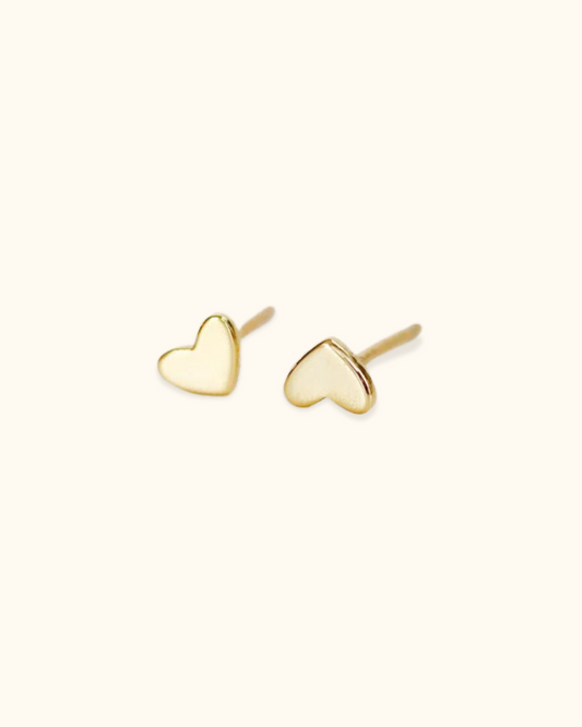 Teeny tiny earrings 18k Gold heart studs