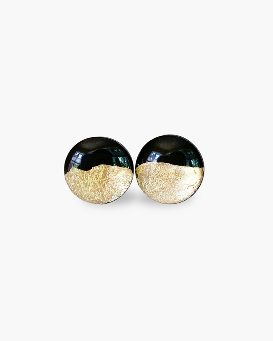 Black and gold stud earrings