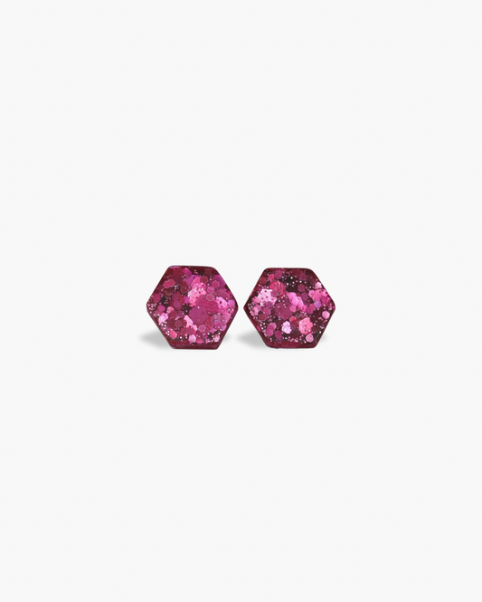 Delicate matt hexagon stud earrings