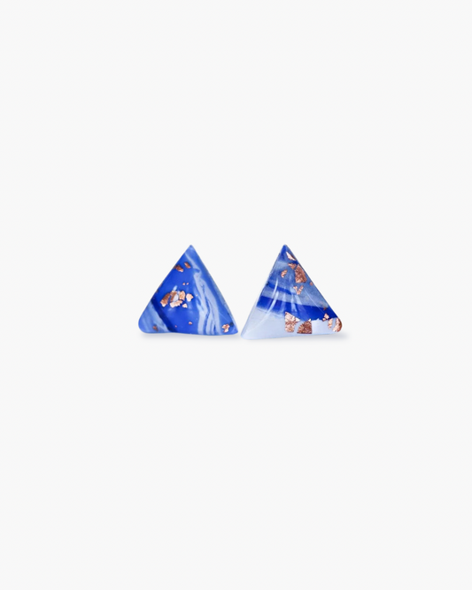 Marble triangle earrings with gold foil
