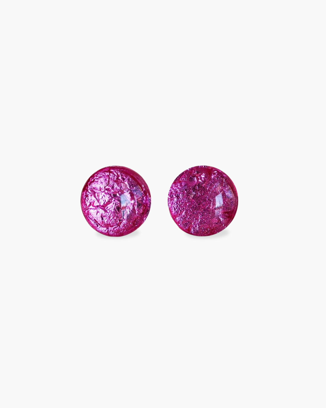 Magenta stud earrings with surgical steel posts