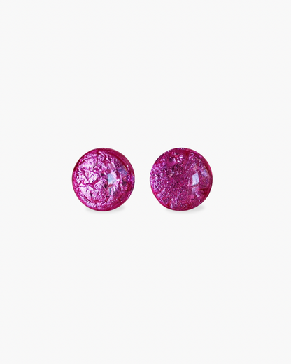 Magenta stud earrings with surgical steel posts