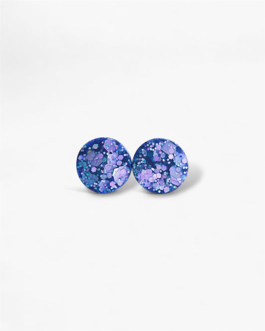 Matte glitter stud earrings made with stainless steel posts