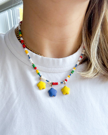 Multicolor Beaded Necklace - Glass Beads and Pearls