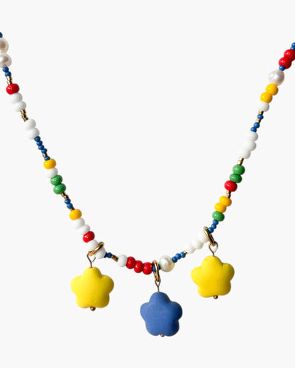 Multicolor Beaded Necklace - Glass Beads and Pearls