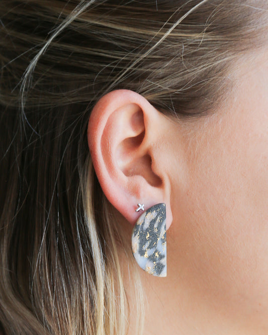 Marble statement earrings with surgical stainless steel posts