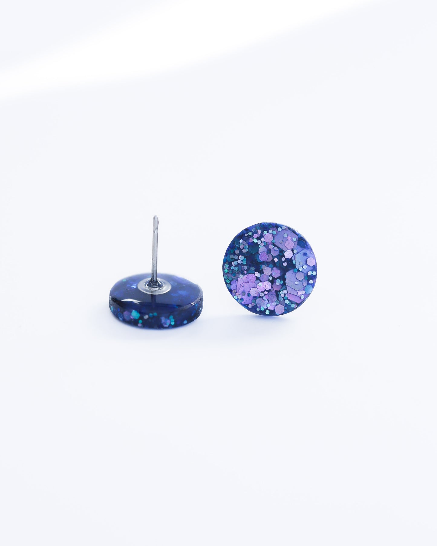 Matte glitter stud earrings made with stainless steel posts