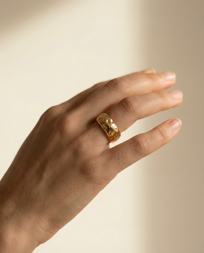 Irregular Gold Chunky Ring in Tarnish-Free Stainless Steel
