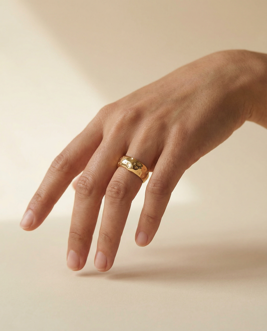 Irregular Gold Chunky Ring in Tarnish-Free Stainless Steel