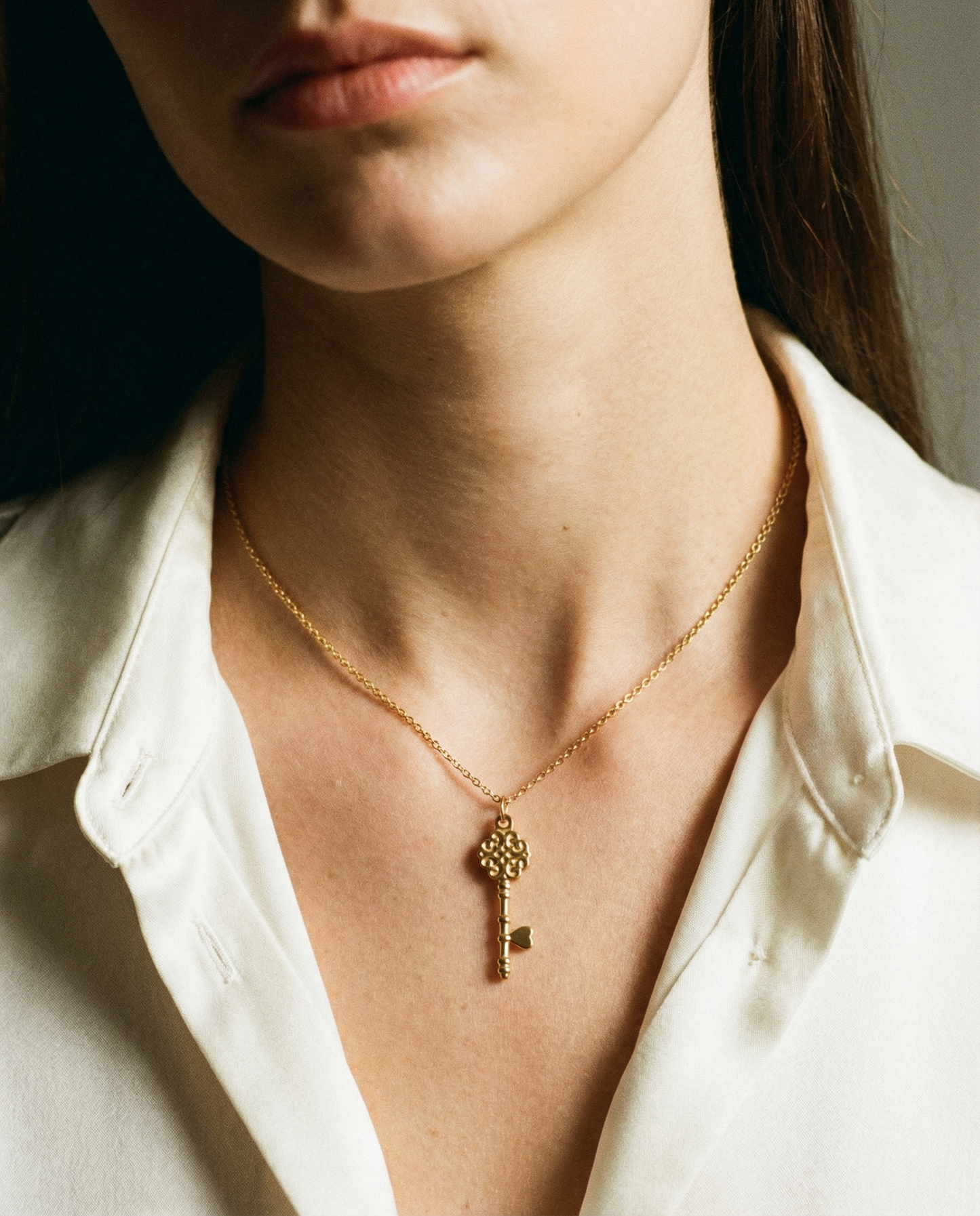 Heart key Shape Charm Stainless steel necklace