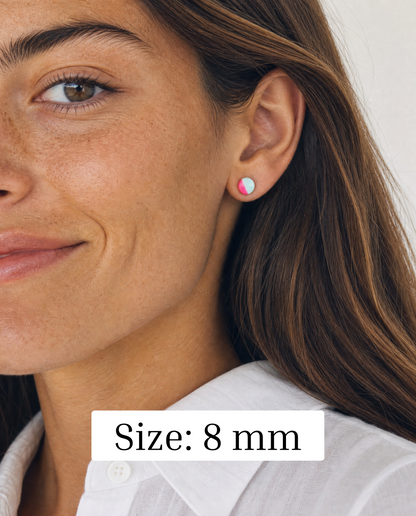 Mint and fuchsia delicate studs