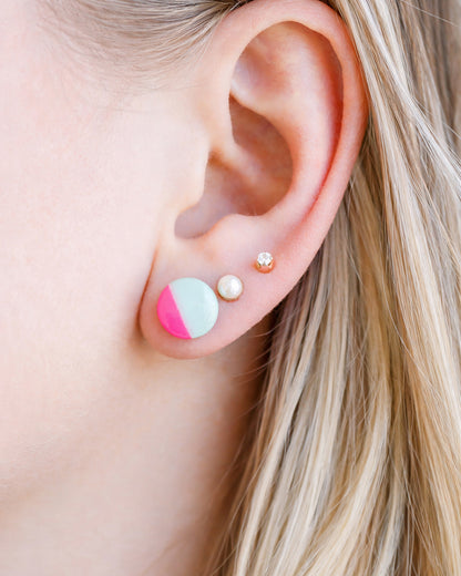 Boucles d'oreilles délicates menthe et fuchsia