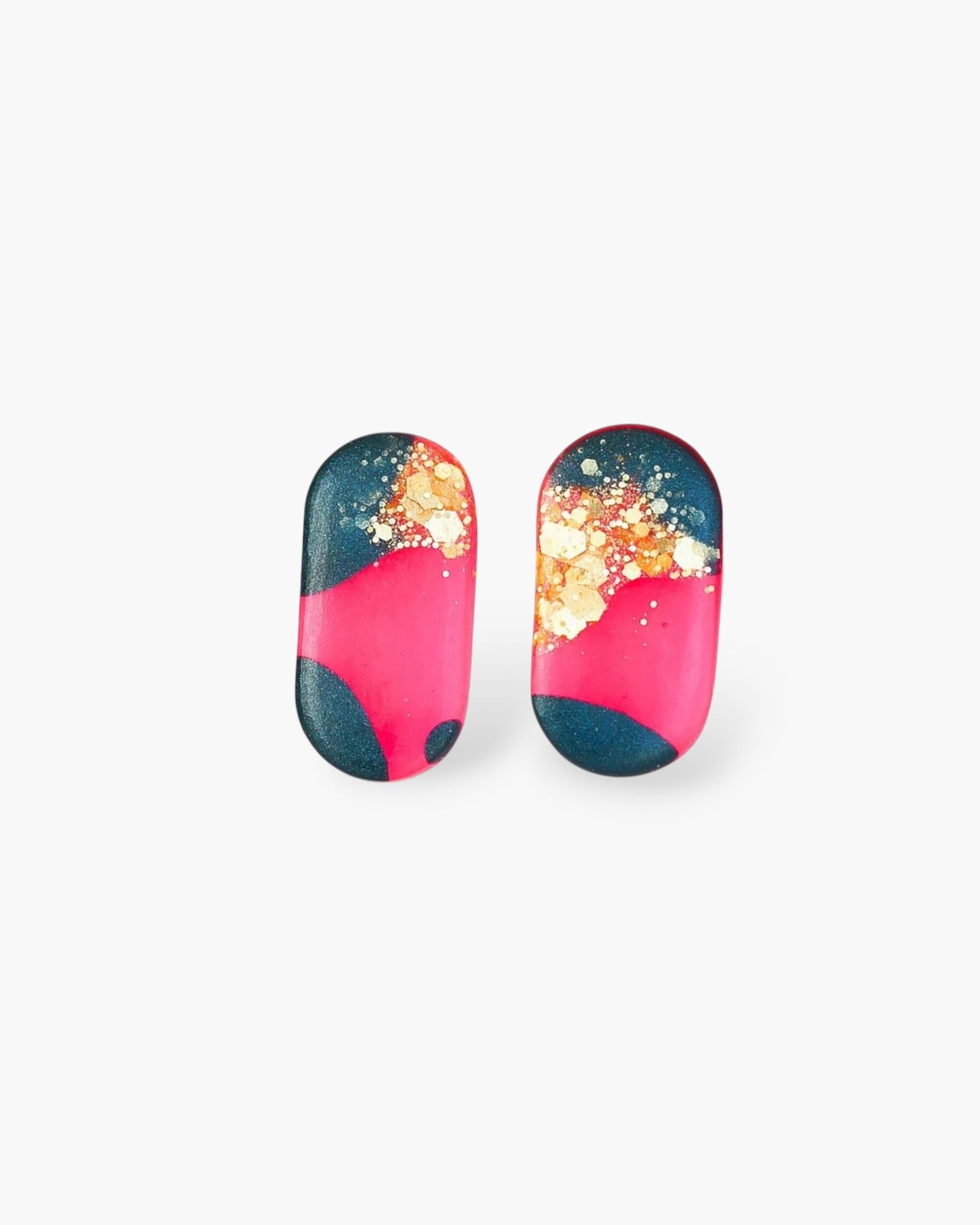Oval statement studs - hypoallergenic earrings for sensitive ears