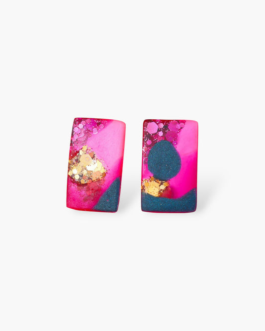 Rectangular statement studs - hypoallergenic earrings for sensitive ears