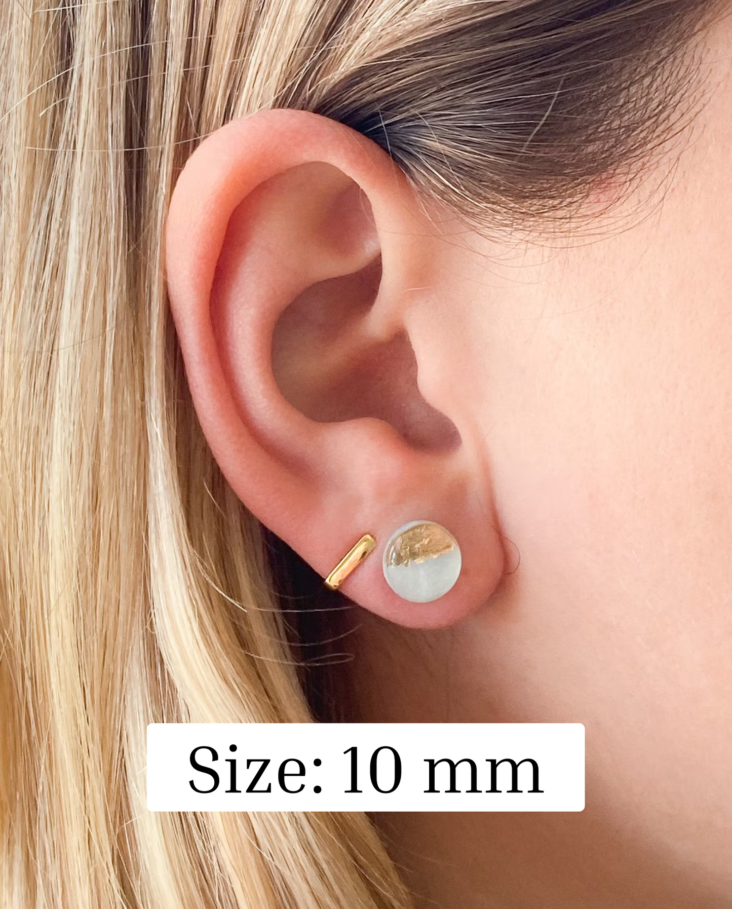 Hypoallergenic Stud Earrings – Blue Gold Foil, Surgical Steel, Sensitive Ears